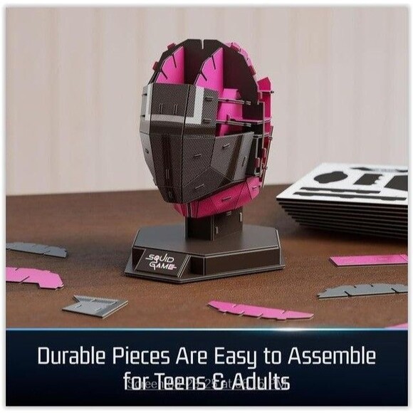 Squid Games Manager Mask 3D Model Kit 4D Build, Puzzle Netflix w Stand NEW - Picture 3 of 11